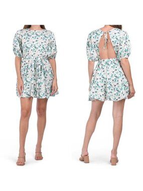 Code X Mode | Elbow Sleeve Floral Open Back Mini Dress | Size Medium
